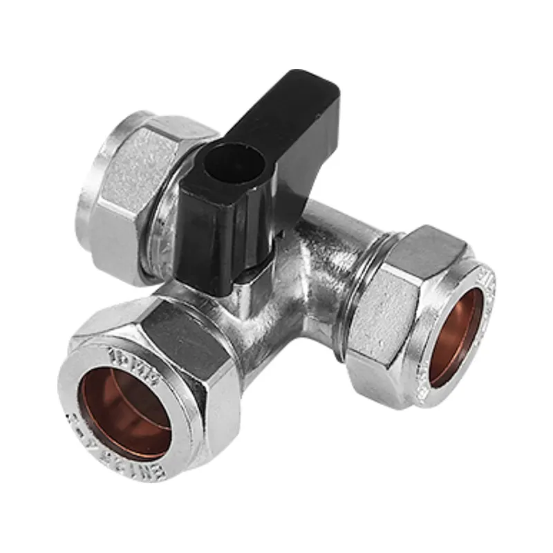Van bi mở nhanh kiểu chữ T ba đầu bằng đồng thau