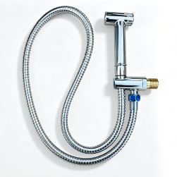 Bộ vòi phun chậu vệ sinh cầm tay bán chạy ở Trung Đông, Súng phun nút nhấn bằng đồng thau mạ Chrome, Ống thép không gỉ 1,2M 304, Bộ bình xịt tăng áp làm sạch nhà vệ sinh tại nhà