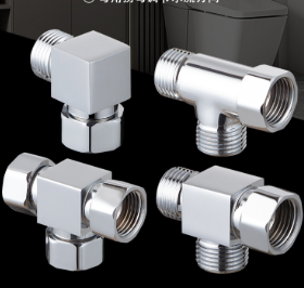 Đầu nối 3 chiều bằng đồng thau nguyên khối G1/2, 1 đầu vào 2 đầu ra Nam Đầu nối ống ren