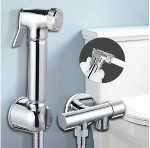 Bình xịt vệ sinh cầm tay bằng đồng thau nguyên khối có đầu vòi hoa sen - Súng nước làm sạch phòng tắm áp suất cao